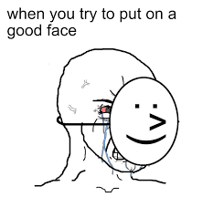 Crying Wojak / Feels Guy Smile Mask Meme Template