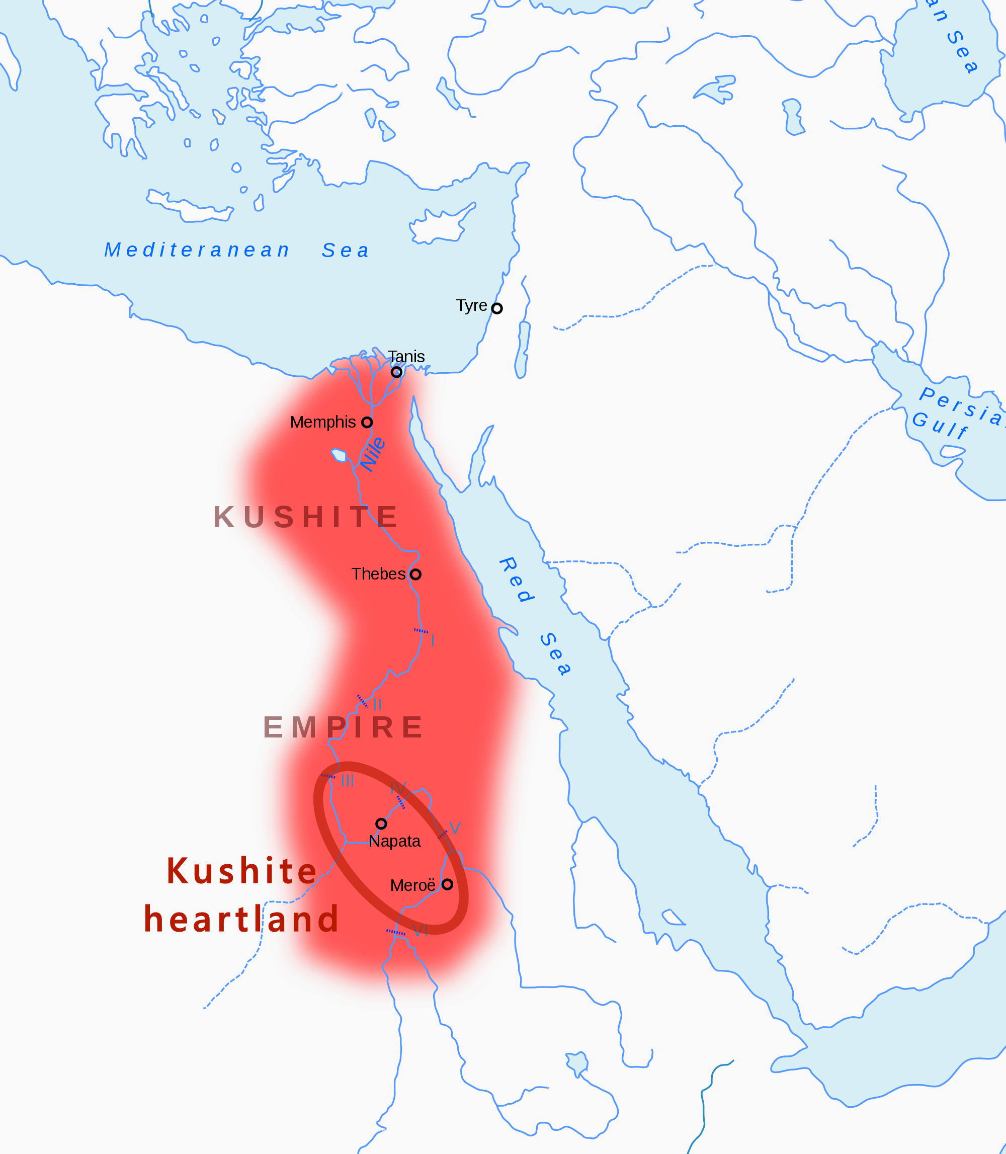 Kushite heartland and Kushite Empire of the 25th dynasty circa 700 BCE.jpg