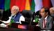 Indonesian President Joko Widodo and Indian Prime Minister Narendrah Modi sitting next to each other during closing statements at the G20 summit in Bali