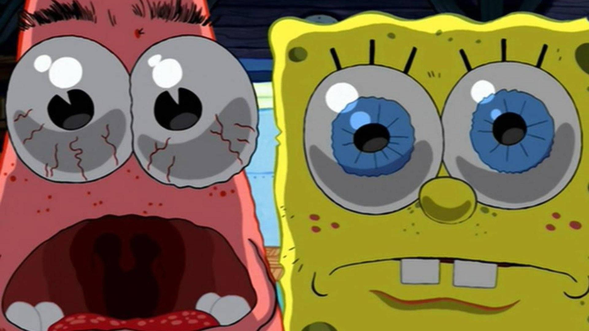 Cute Spongebob And Patrick Surprised Faces Wallpaper | WallpapersOK