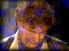 Sticker risitas jesus sadique gif anime bouge regard bas yeux haut mechant cruel souris sourire ok oui remue acquiesce accord baisla baise la content fou psychopathe rire haha hehe