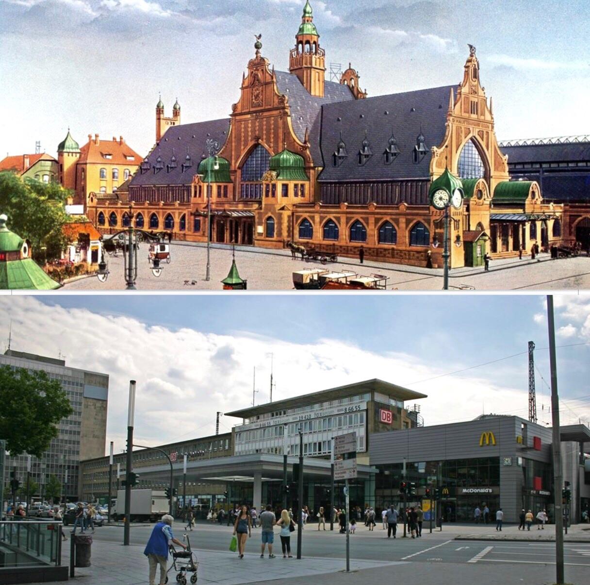 The Main Station of Essen, Germany: before WWII and today ...