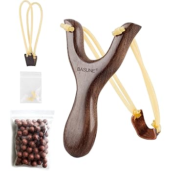 Amazon.com : BASUNE Solid Wooden Slingshot Toys with Classic ...