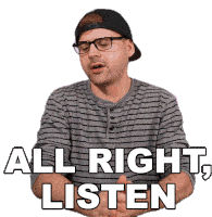 All Right Listen Jared Dines Sticker - All Right Listen Jared Dines Listen Up Stickers