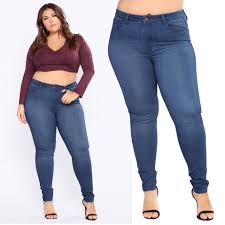 Skinny Tight Plus Size High Waist Stretch Denim Wide Sexy Hips ...
