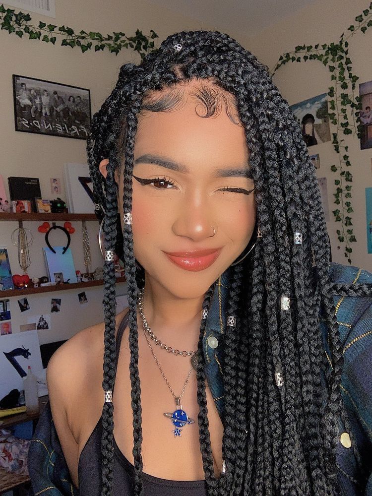 # box Braids blackgirl Huge 2020 Hairstyle List: The 9 Hottest Trends To Be Obsessed With Black Girl Braids, Girls Braids, Black Girl Hair, Baddie Hairstyles, Black Girls Hairstyles, Cute Box Braids Hairstyles, Trendy Hairstyles, Bob Hairstyles, Medium Hairstyles