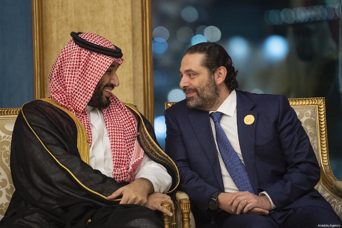 Crown Prince of Saudi Arabia Mohammad Bin Salman Al Saud (L) and Prime Minister of Lebanon Saad Hariri (R) in Mecca, Saudi Arabia on 1 June 2019 [BANDAR ALGALOUD/SAUDI KINGDOM COUNCIL/Anadolu Agency]