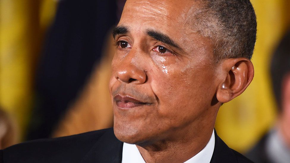 Seven times Barack Obama cried during an emotional eight years - BBC News