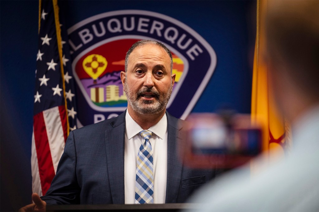 Ahmad Assed, president of the Islamic Center of New Mexico, speaks during a news conference to address the killing of a fourth Muslim man that happened early Saturday, Aug. 6, 2022, in Albuquerque, N.M.