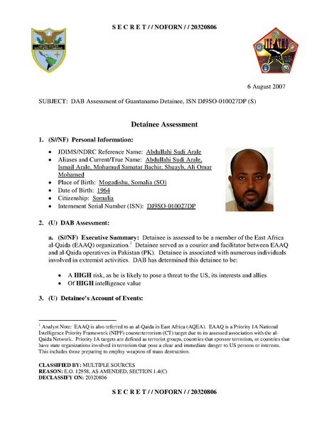 page1-463px-ISN_10027%2C_Abdullahi_Sudi_Arale%27s_Guantanamo_detainee_assessment.pdf.jpg